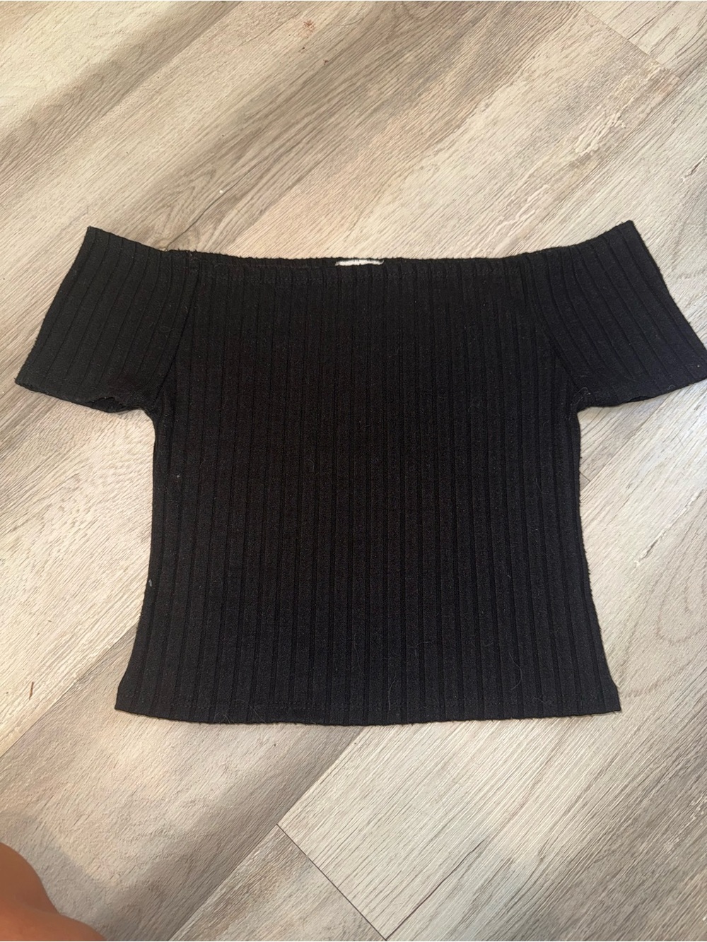 Brandy Melville Black Off-the-Shoulder Ribbed Knit Top